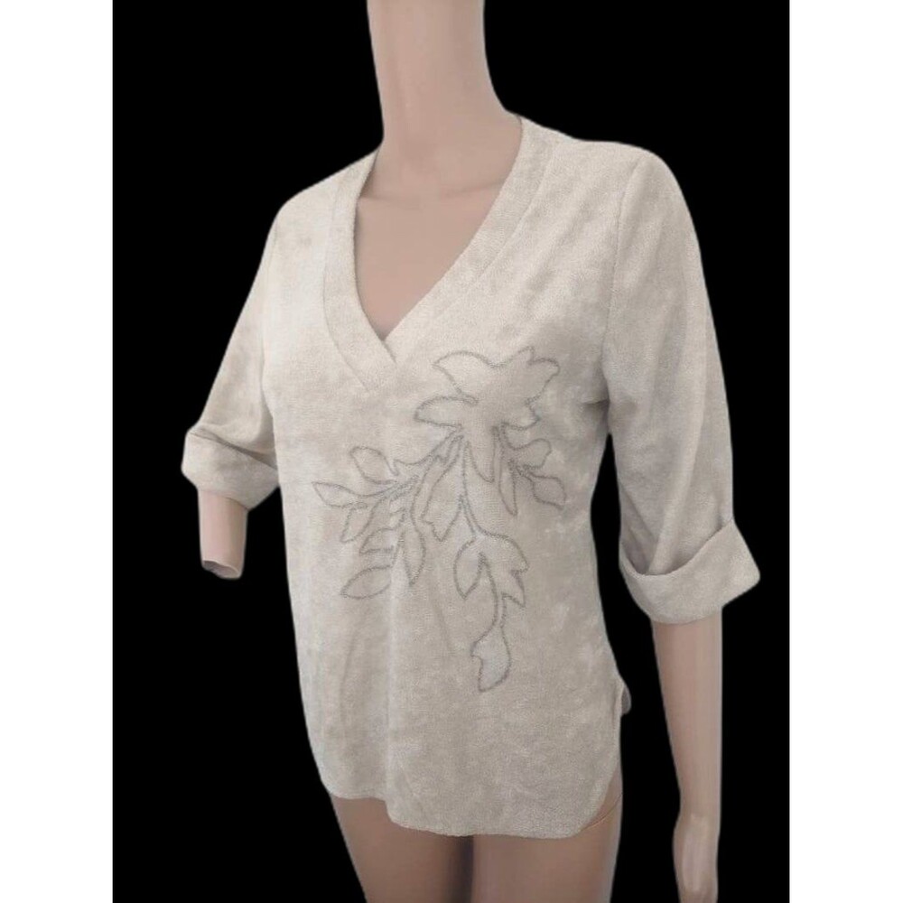 70s Glitter Accent Terry Blouse Vintage 36 Bust